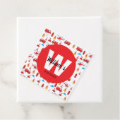 Birthday party: Red Transport Fire Truck Engine Bedankjes Labels (In situ)