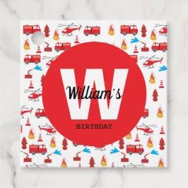 Birthday party: Red Transport Fire Truck Engine Bedankjes Labels