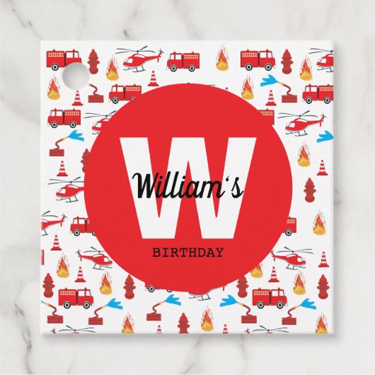 Birthday party: Red Transport Fire Truck Engine Bedankjes Labels (Voorkant)