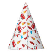 Birthday party: Red Transport Fire Truck Engine Feesthoedjes (Achterkant)