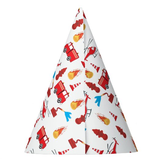 Birthday party: Red Transport Fire Truck Engine Feesthoedjes (Achterkant)