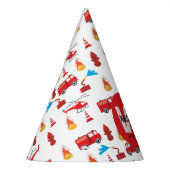 Birthday party: Red Transport Fire Truck Engine Feesthoedjes (Links)