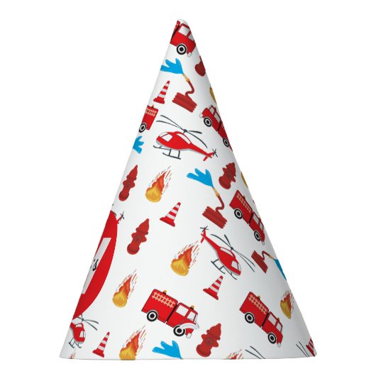 Birthday party: Red Transport Fire Truck Engine Feesthoedjes (Rechts)