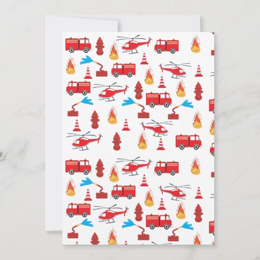 Birthday party: Red Transport Fire Truck Engine Kaart (Achterkant)
