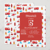 Birthday party: Red Transport Fire Truck Engine Kaart (Voorkant / Achterkant)