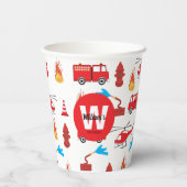 Birthday party: Red Transport Fire Truck Engine Papieren Bekers (Achterkant)