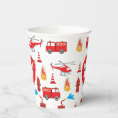 Birthday party: Red Transport Fire Truck Engine Papieren Bekers (Links)