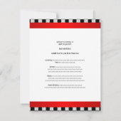 Birthday Party Red & White Check Patroon Kaart (Achterkant)