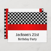Birthday Party Red & White Check Patroon Kaart (Voorkant / Achterkant)