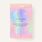 Birthday party regenbooglitter name VIP uitnodigin Badge (Achterkant)