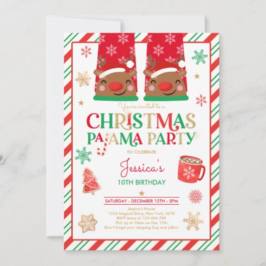 Birthday Party (Rode en gouden kerstfeest) Kaart (Voorkant)