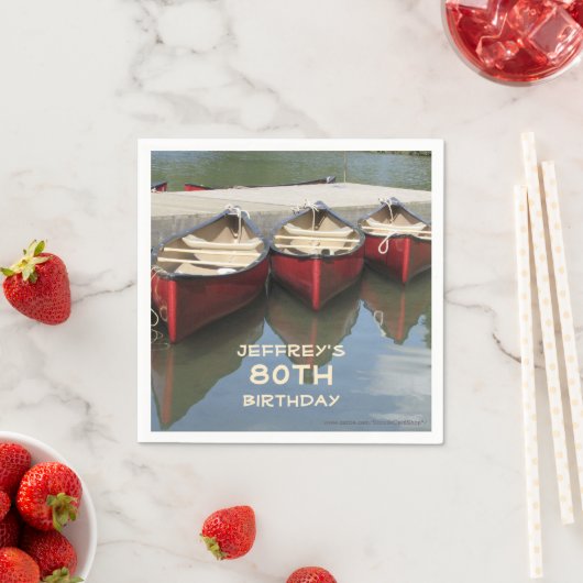 Birthday Party, Rode kano's, naam, papier Servetten (Insitu)