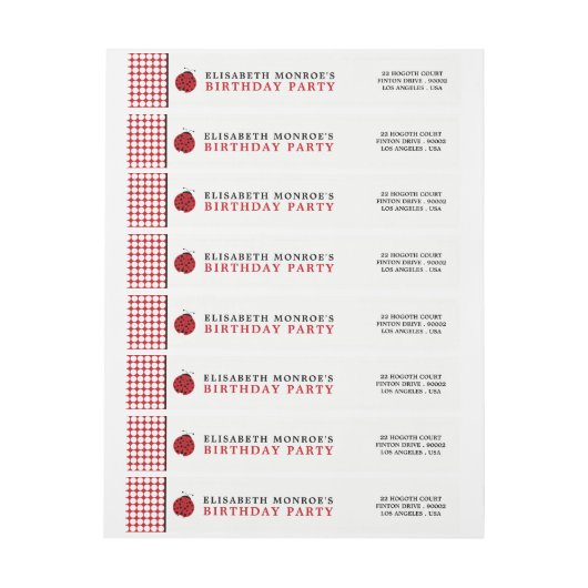 Birthday Party (Rode Ladybug) voor kinderen (Vel)