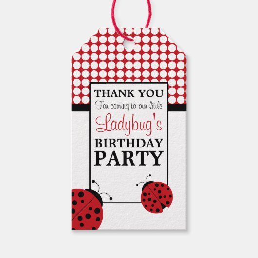 Birthday Party (Rode Ladybug) voor kinderen Cadeaulabel (Voorkant)