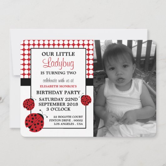 Birthday Party (Rode Ladybug) voor kinderen Kaart (Voorkant)