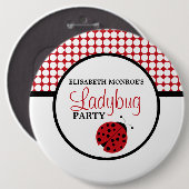 Birthday Party (Rode Ladybug) voor kinderen Ronde Button 6,0 Cm (Voorkant /achterkant)