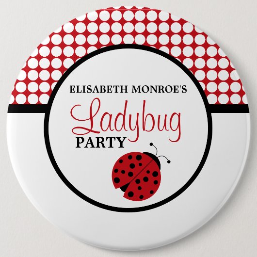 Birthday Party (Rode Ladybug) voor kinderen Ronde Button 6,0 Cm (Voorkant)