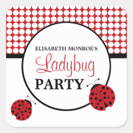 Birthday Party (Rode Ladybug) voor kinderen Vierkante Sticker