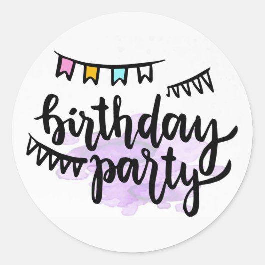 Birthday Party Ronde Sticker (Voorkant)