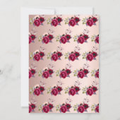 Birthday party roos gold Bourgogne floralen Kaart (Achterkant)