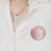 Birthday party roos gold glitter drift name ronde button 3,2 cm