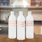 Birthday party roos gold glitter drift name waterfles etiket