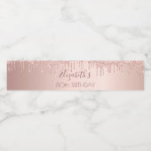 Birthday party roos gold glitter drift name waterfles etiket (Enkel label)