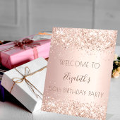 'Birthday party roos Gold glitter Subpleter welkom Reclamebord Met Voetstuk
