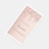 Birthday party roos goud glitter druppelt roze servet (Hoek)