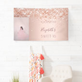 Birthday party roos goud glitter foto welkom spandoek (Insitu)