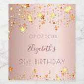 Birthday party roos gouden gouden sterren 21 jaar wijn etiket (Enkel label)