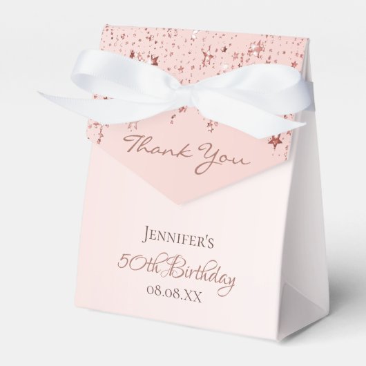 Birthday Party roos gouden roze sterren bedankt Bedankdoosjes (Voorkant Zijde)