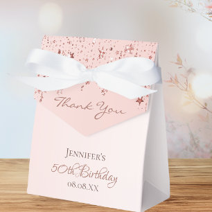 Birthday Party roos gouden roze sterren bedankt Bedankdoosjes