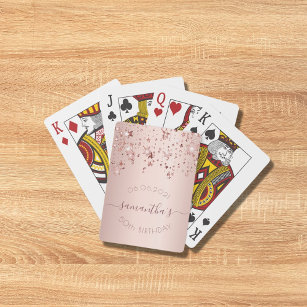 Birthday Party roos goudroze glittersterren glazuu Pokerkaarten