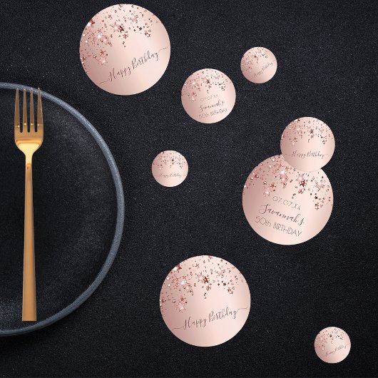 Birthday party roos goudroze sterren glazuur confetti