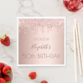 Birthday party rose gold drips pink luncheon servet (Insitu)