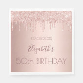 Birthday party rose gold drips pink luncheon servet (Voorkant)