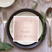 Birthday party rose gold drips pink luncheon servet