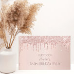 Birthday party rose gold glitter drips pink 50 gastenboek<br><div class="desc">A guestbook for a feminine and glamorous 50th (or any age) birthday. A faux rose gold background with an elegant faux rose gold glitter drips, paint drip look. The text: The name is written in dark rose gold with a modern hand lettered style script. Tempate for a date and age...</div>