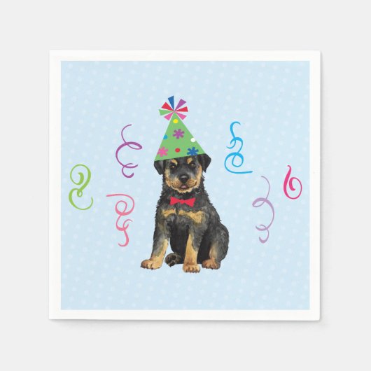 Birthday Party Rottweiler Napkins Servet (Voorkant)