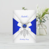 Birthday Party Royal Blue Diamond Pearl Kaart (Staand voorkant)