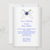 Birthday Party Royal Blue Diamond Pearl Kaart (Achterkant)