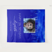 Birthday party royal blue druppelt foto naam wandkleed (Voorkant (horizontaal))