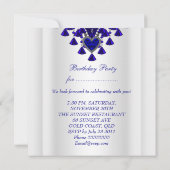 Birthday Party Royal Blue Heart Diamond Kaart (Achterkant)