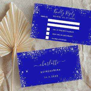 Birthday party royal blue Silglitter RSVP Informatiekaartje