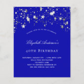 Birthday party royal blue stars budget uitnodiging flyer (Voorkant)
