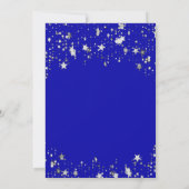 Birthday party royal blue stars luxe kaart (Achterkant)