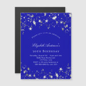 Birthday party royal blue stars luxe magnetische uitnodiging (Voorkant / Achterkant)