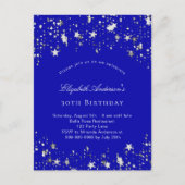 Birthday party royal blue stars uitnodiging briefkaart (Voorkant)