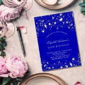 Birthday party royal blue stars uitnodiging briefkaart